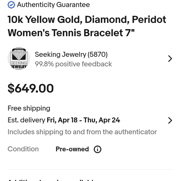 10k Yellow Gold, Diamond, Peridot Women's Tennis Bracelet 7" - Picture 11 of 11